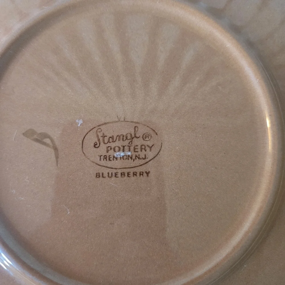 STANGL Vintage 5 Pottery Blueberry Yellow Glazed 6